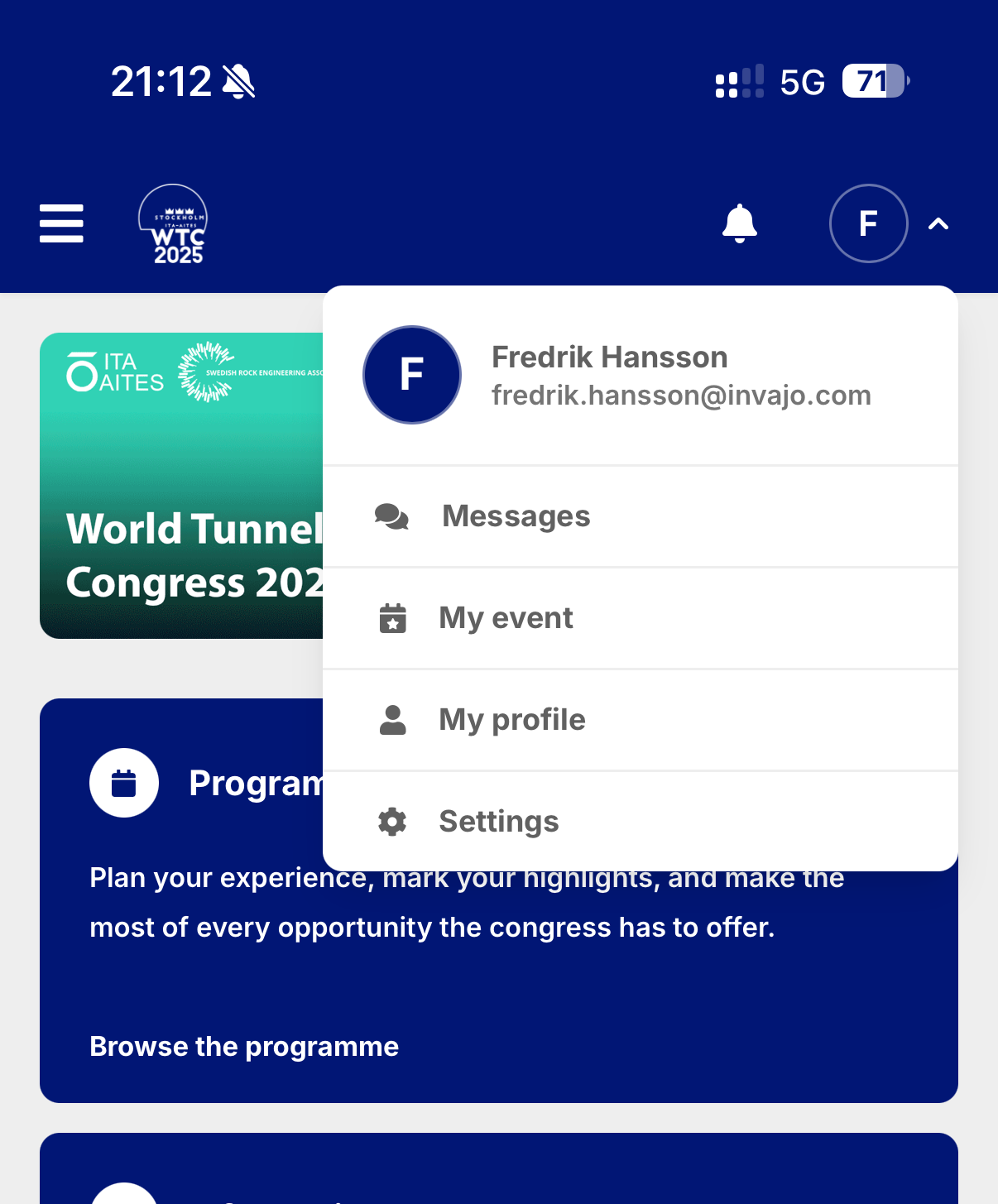 Invajo Congress App Menu Invajo Congress App Menu